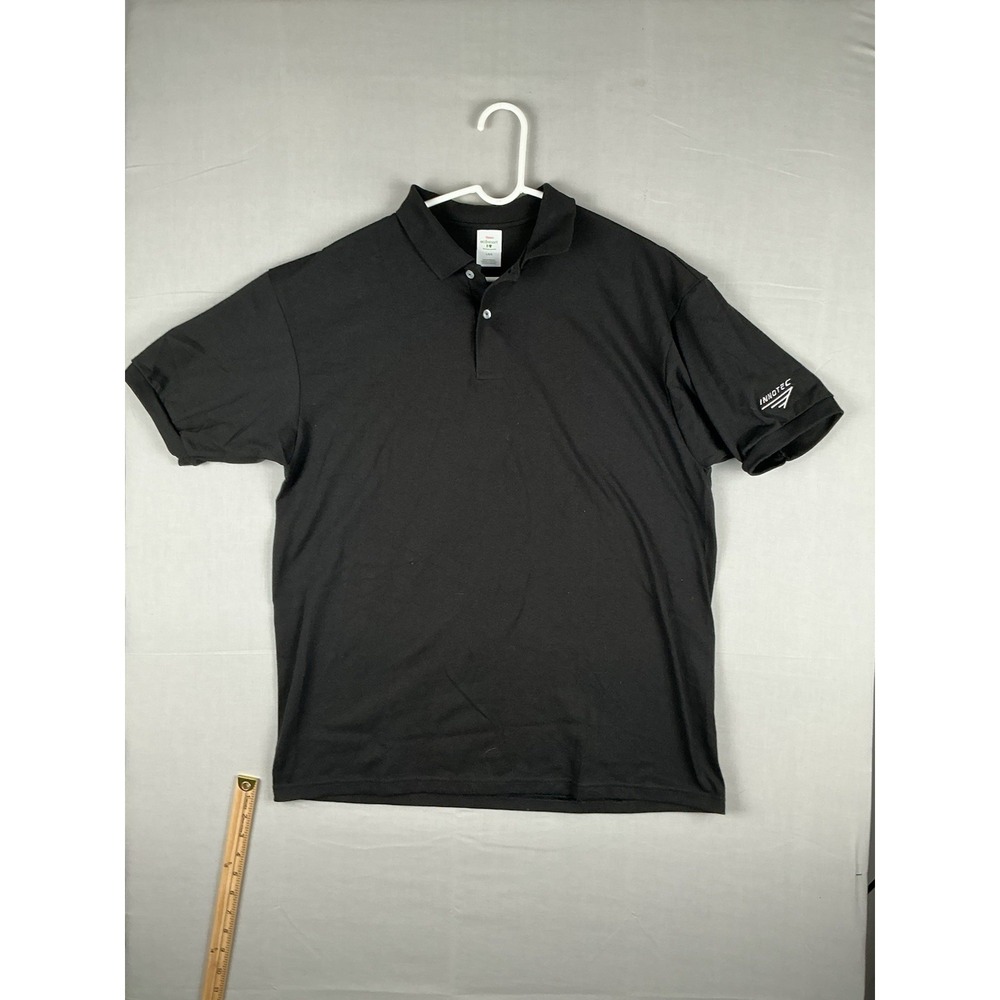 Hanes EcoSmart Mens Polo Shirt Large Black Short Sleeve InnoTec
